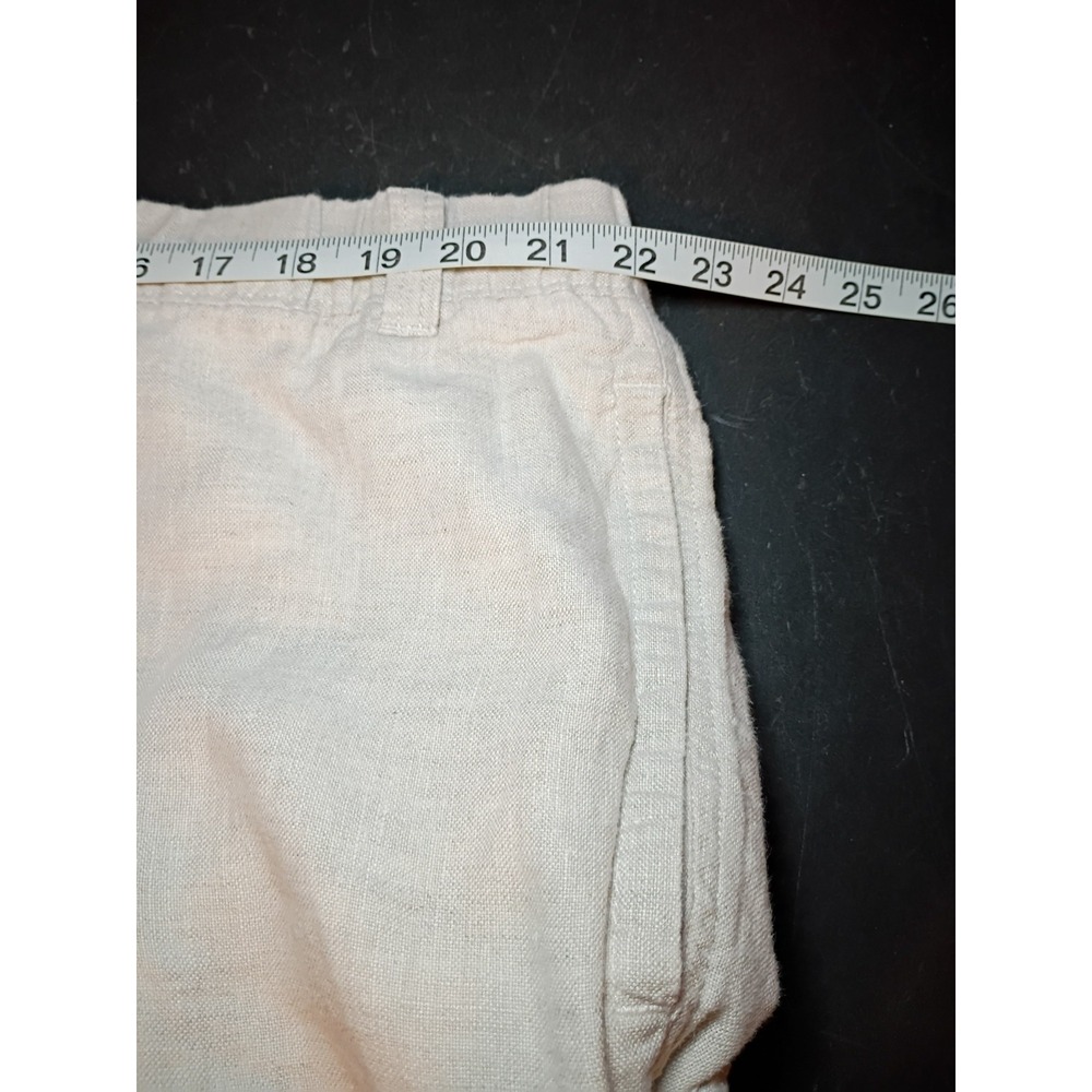 Caribbean Brand Cargo Pants Mens 36x30 Ivory 100% Linen Drawstring Beach Casual - Picture 3 of 9